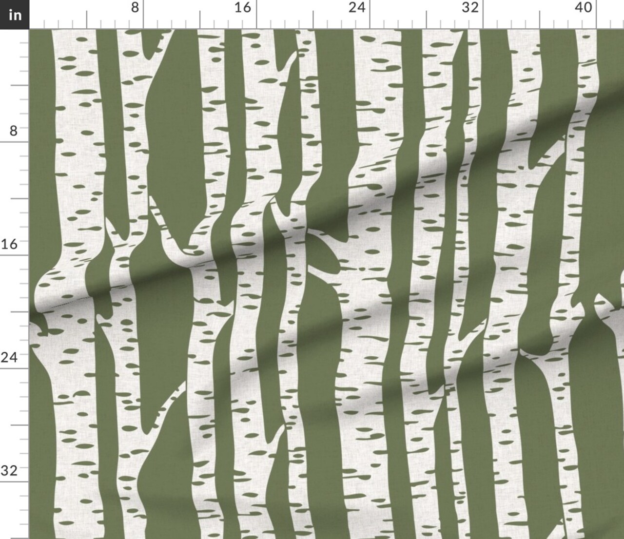 Cabincore Rustic Forest Woodland Trees Farmhouse Lake House Summer Camp Modern Birch Large Scale Green Faux Texture Linen Look Cabin Lodge Custom Printed Fabric by Spoonflower Various Fabrics by the Yard or Fat Quarter